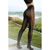 Lace Bloom Vertical Tights (Black) – Luxury Slim Lace Fishnet Tights Hosiery